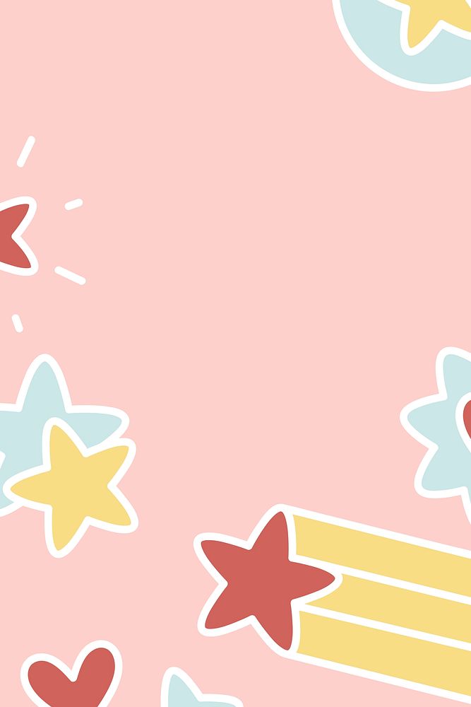 Star collection on a pink background vector