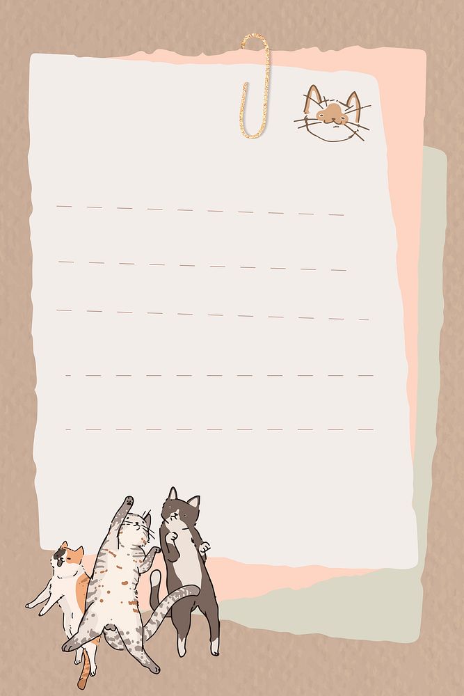 Cat lover pattern lined note paper template vector