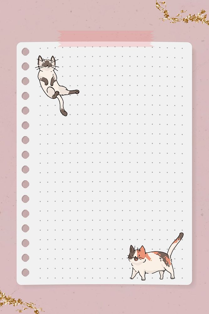 Cat lover pattern dotted note paper template vector