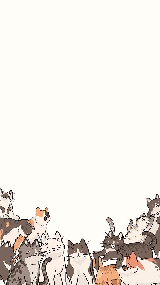 Cats doodle pattern background vector