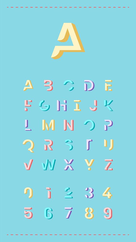 The English alphabet pastel typography vector