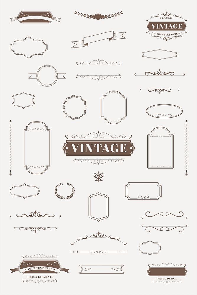 Vintage brown badge template vector collection