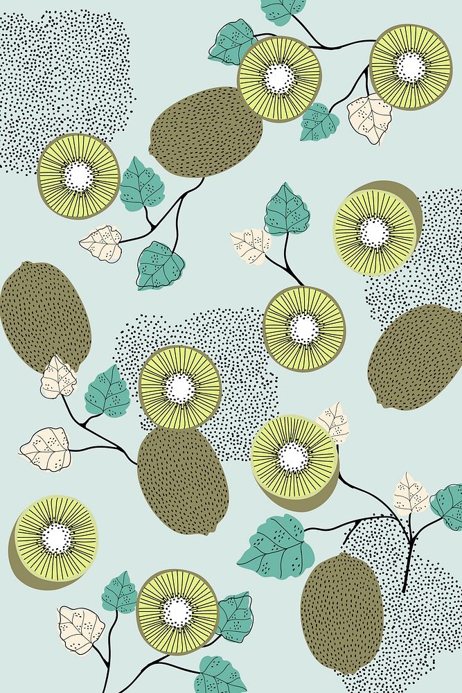 Kiwi patterned green background vector