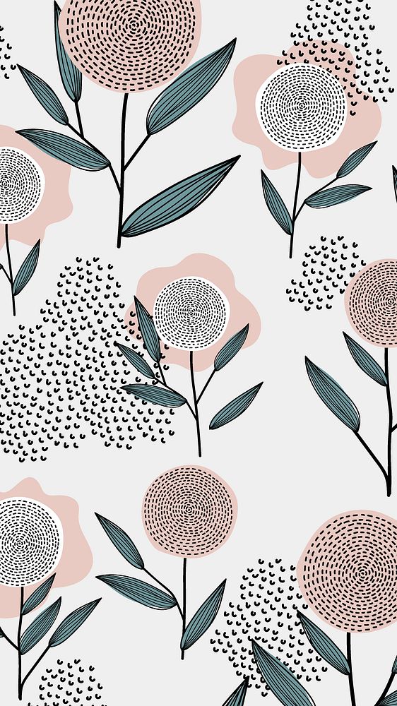 Flower mobile wallpaper, retro pattern summer background