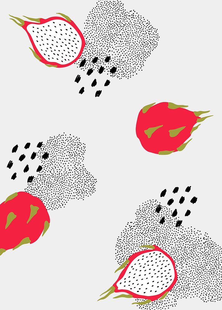 Dragon fruit patterned white background vector