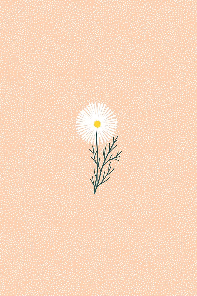 Dandelion on an orange polka dot patterned background vector
