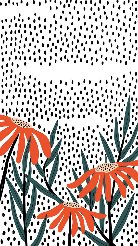 Orange daisies on a polka dot background vector