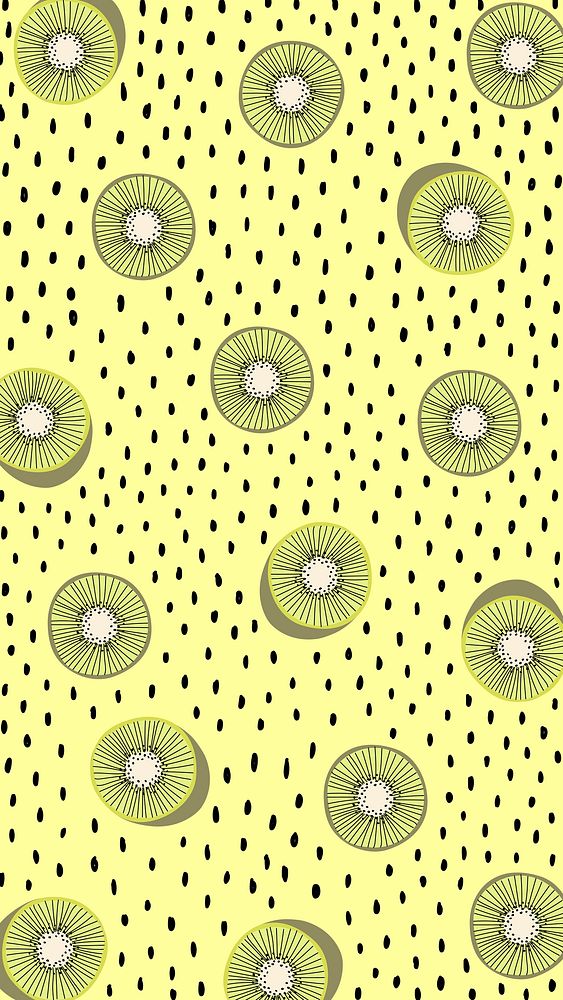 Kiwi patterned yellow background vector