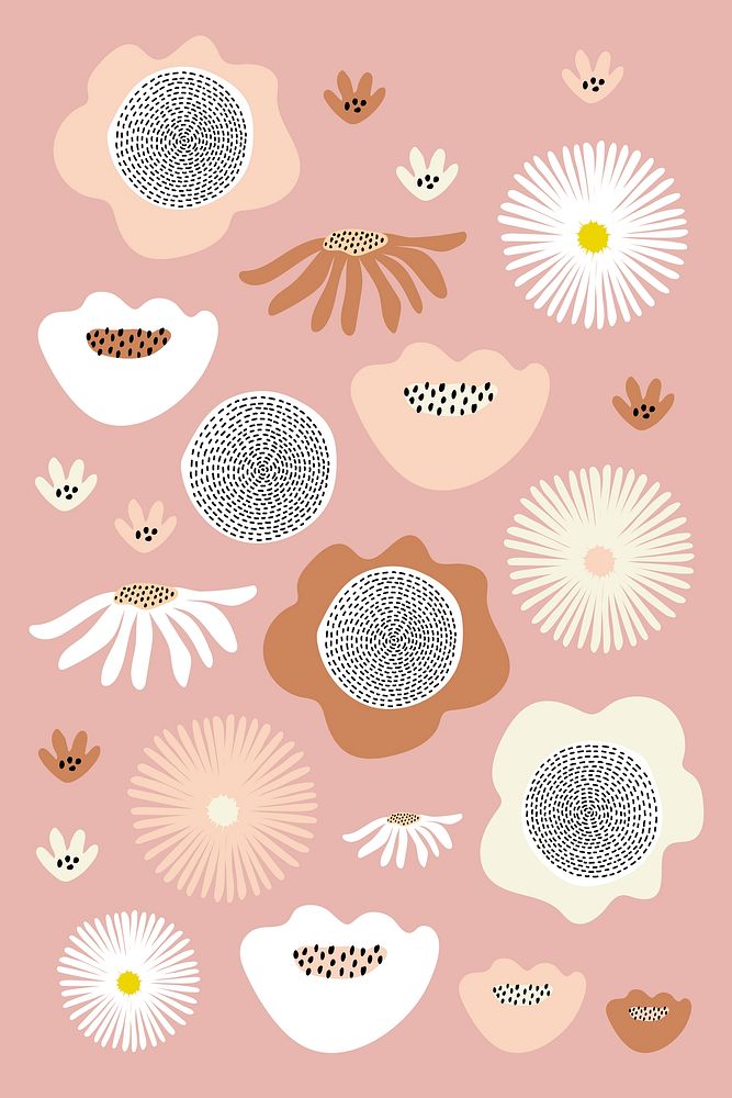Flower elements on a pink background vector