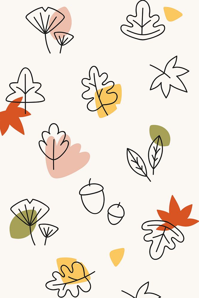Colorful leaves on a cream wallpaper vector