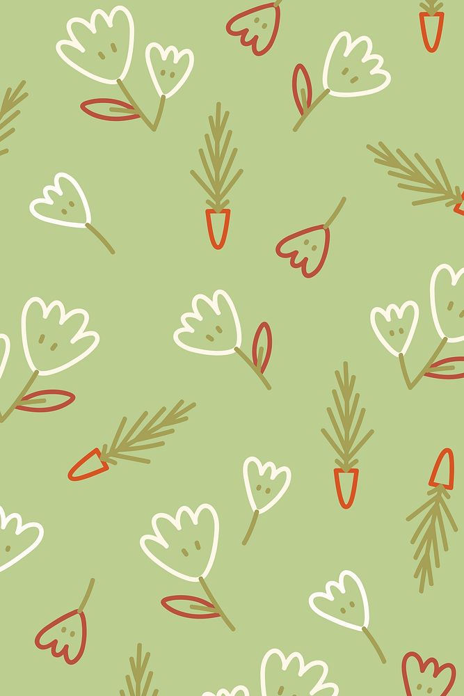 Leaves on a green wallpaper vector
