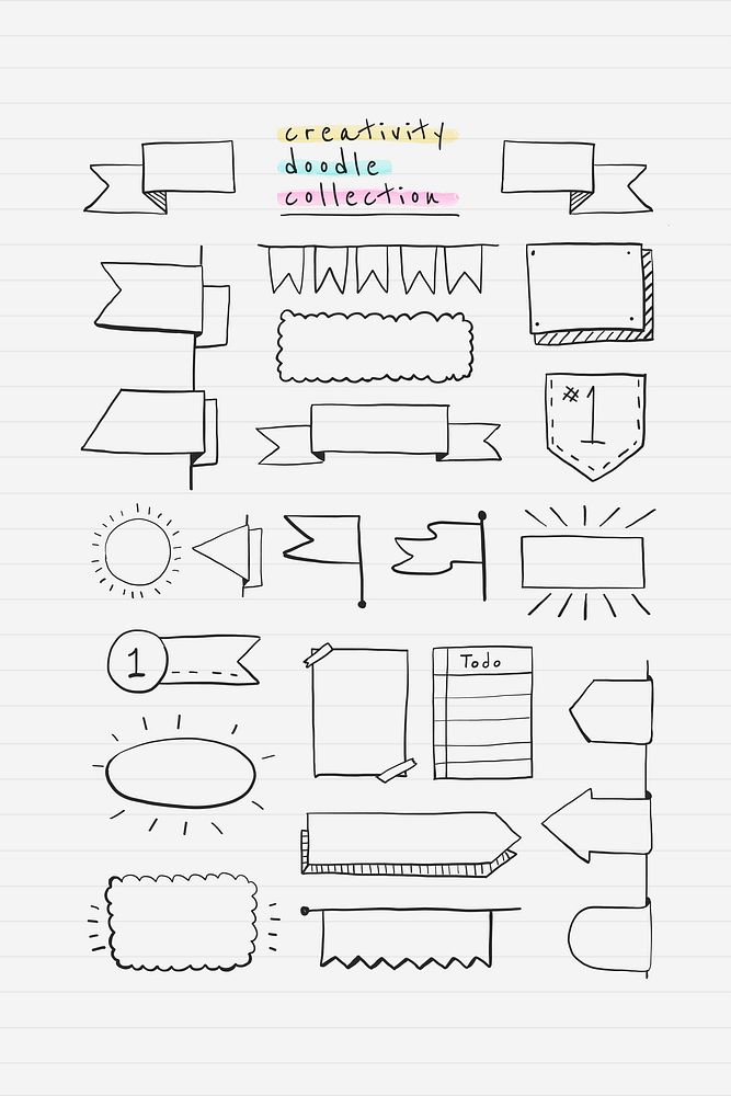 Creative doodle banner design vector set