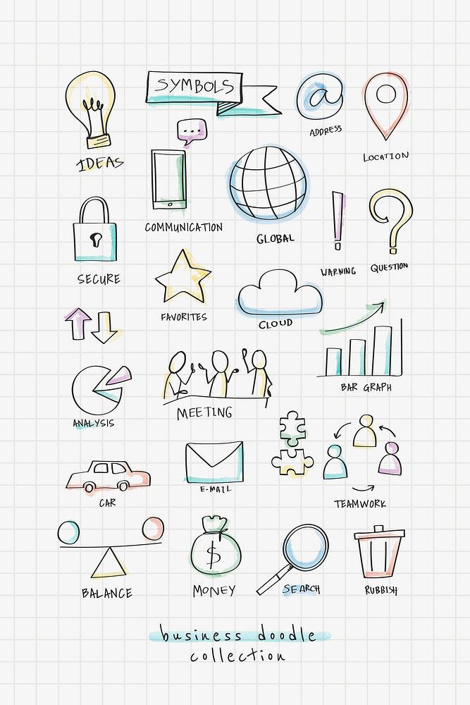 Business doodle collection design vector