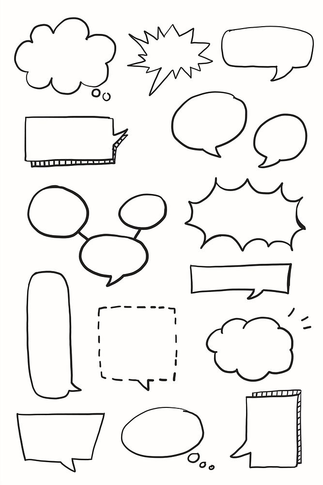 Hand drawn speech bubble doodle element vector set
