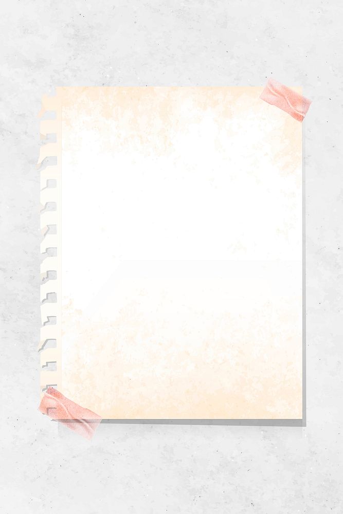 Blank vintage beige note paper taped on a white marble background vector