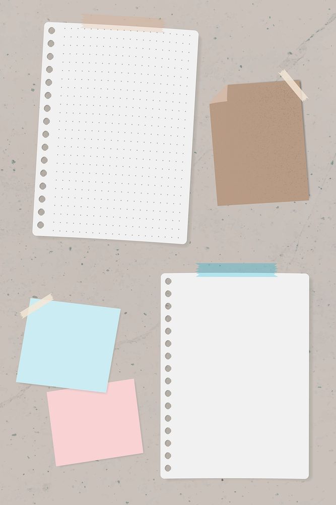 Blank note paper texture background vector set