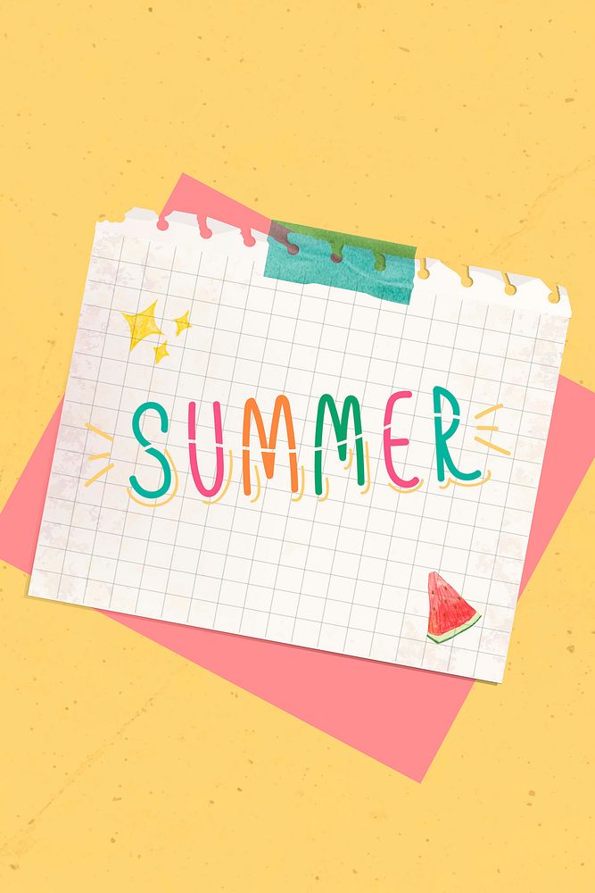 Colorful summer typography on a paper vector