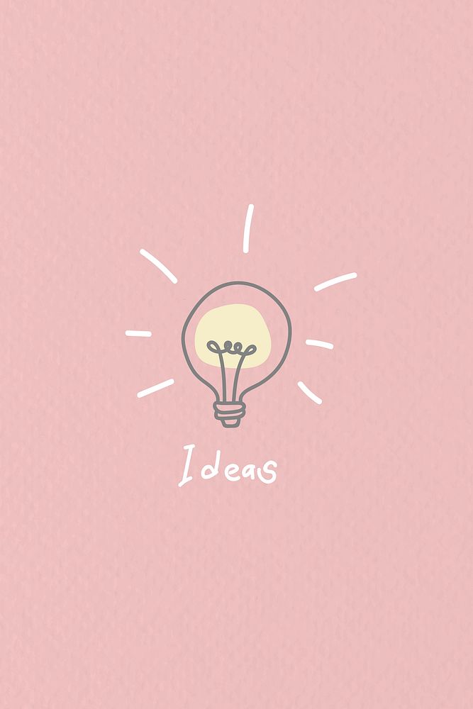 Creative light bulb doodle vector on pink background