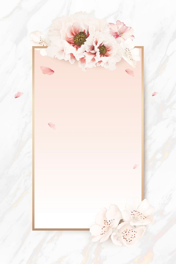 Rectangle cherry blossom frame vector