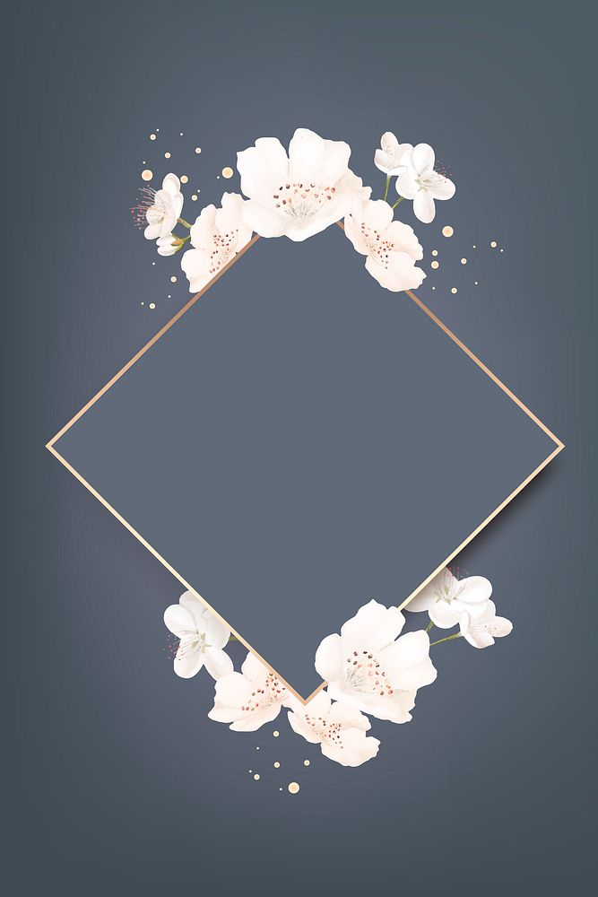 Rhombus cherry blossom frame vector