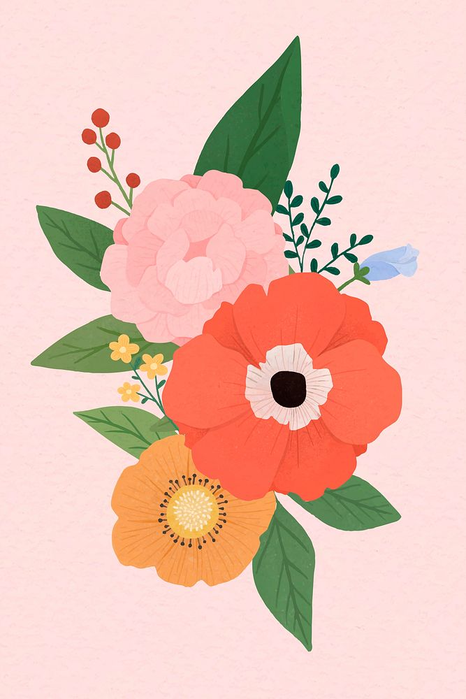 Hand drawn flower pattern background vector