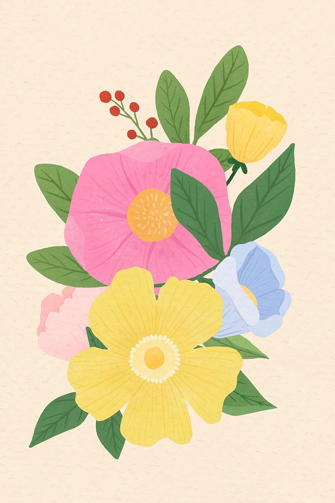 Hand drawn flower pattern background vector