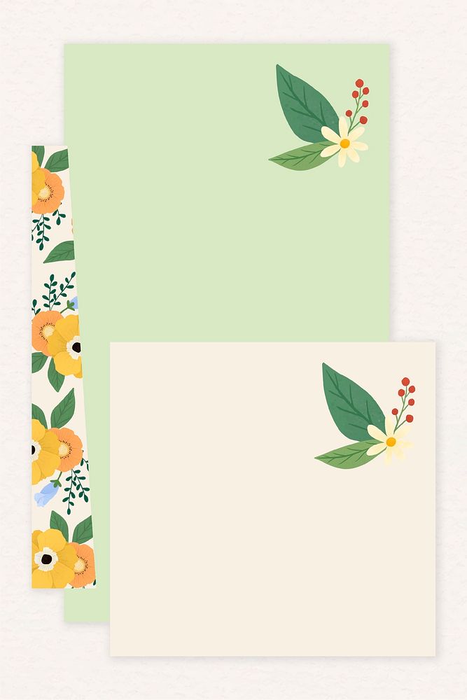 Floral note papers illustration