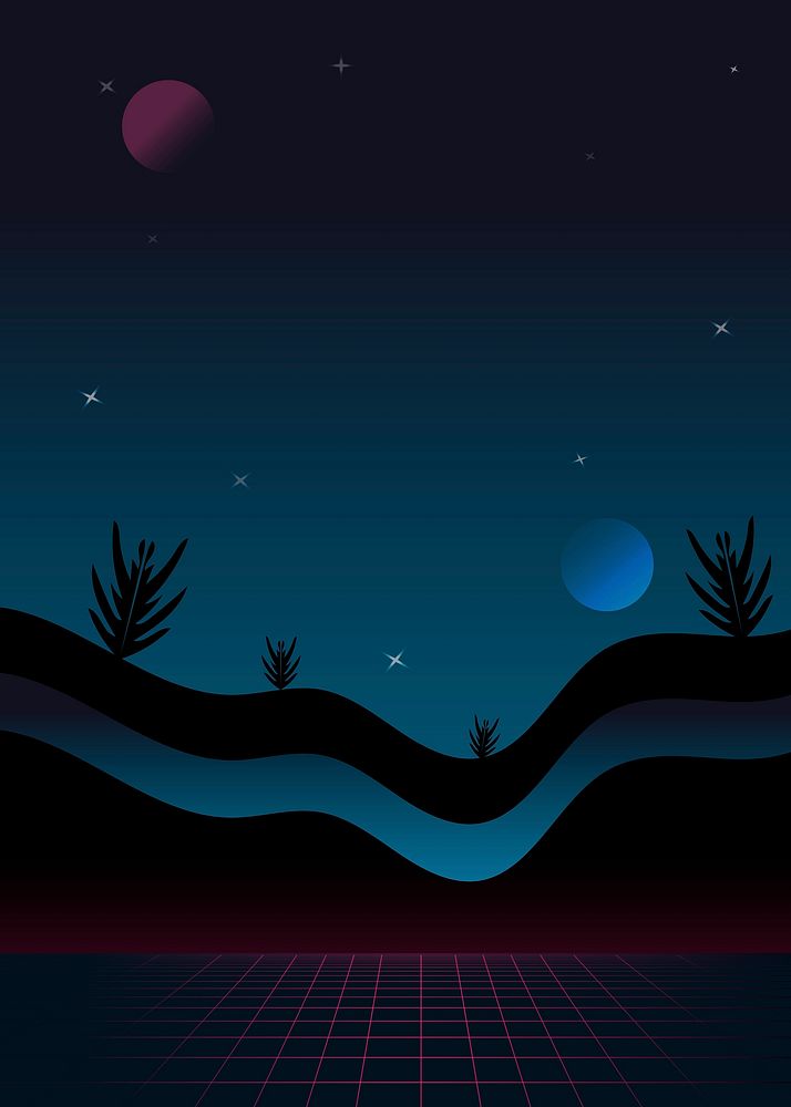 Retro neon landscape background vector