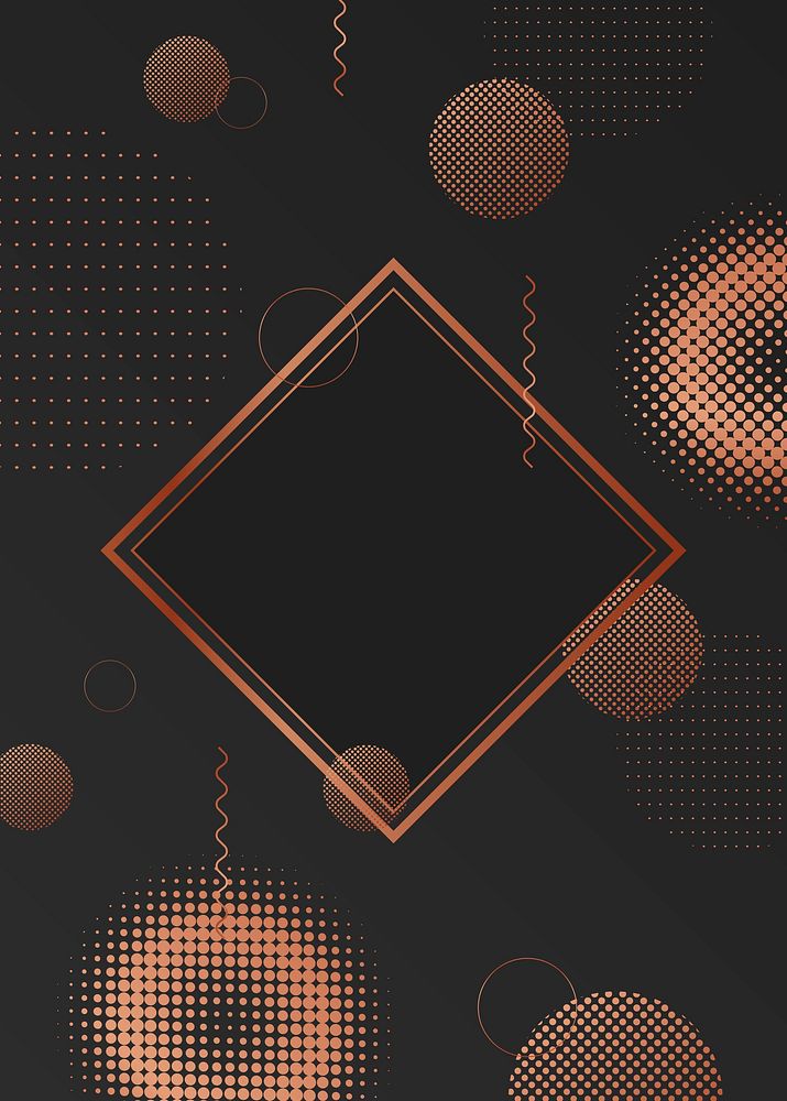 Rhombus frame on halftone black background vector