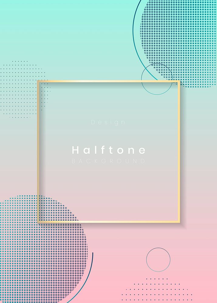 Square frame on halftone blue and pink background vector