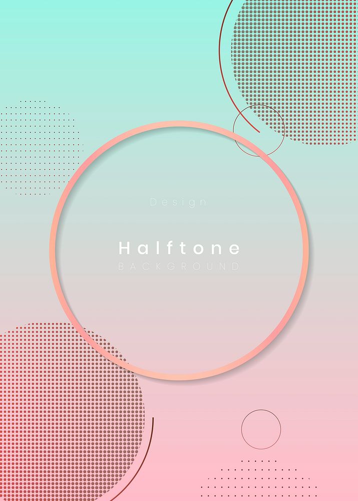 Round frame on halftone blue and pink background vector