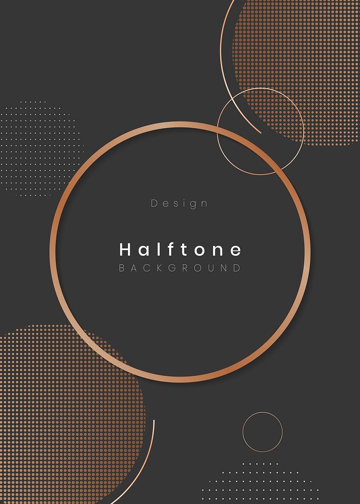 Round frame on halftone black background vector