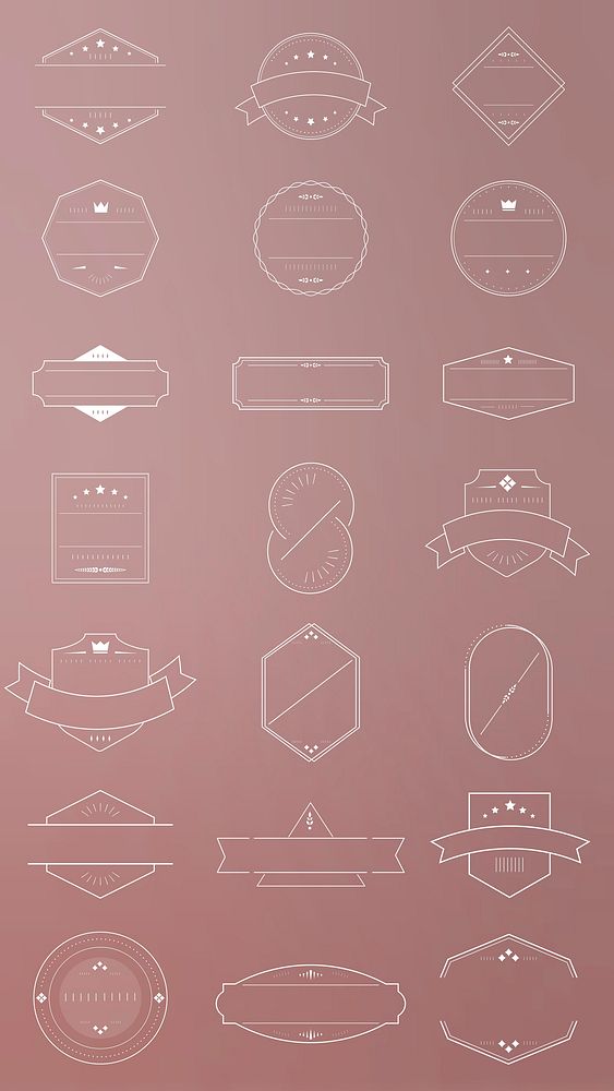 Badges on pink background vector collection
