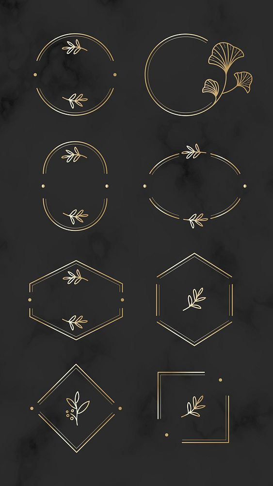 Floral design logo collection on a black background vector