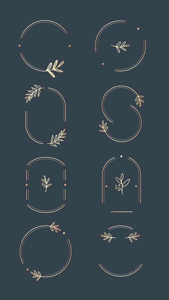 Floral logo design collection on a aegean blue background vector
