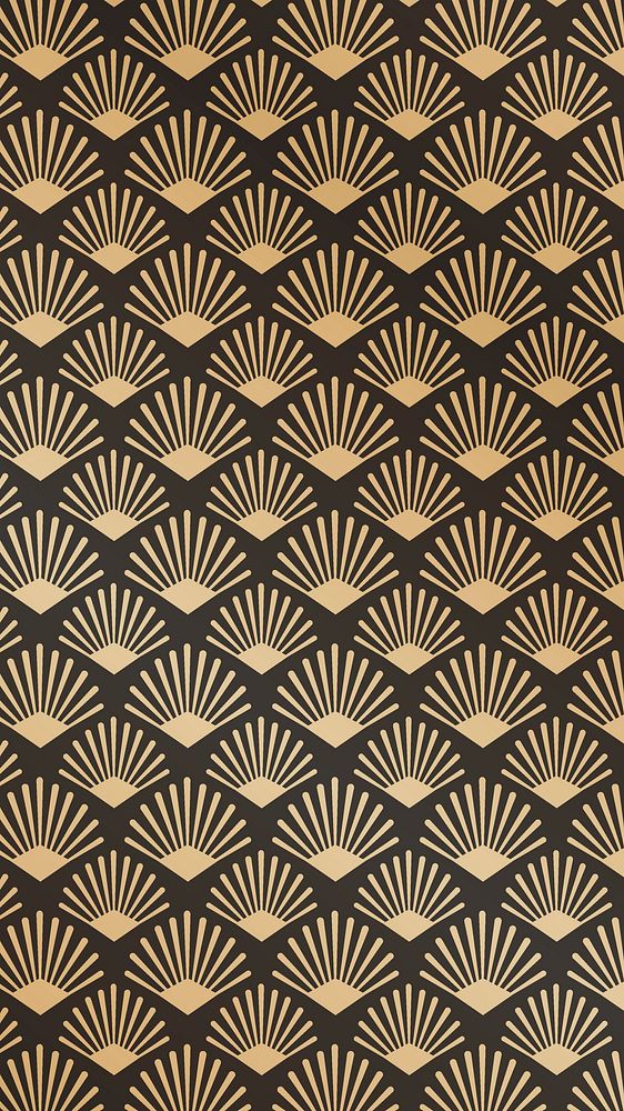 Art deco iPhone wallpaper, gold pattern background