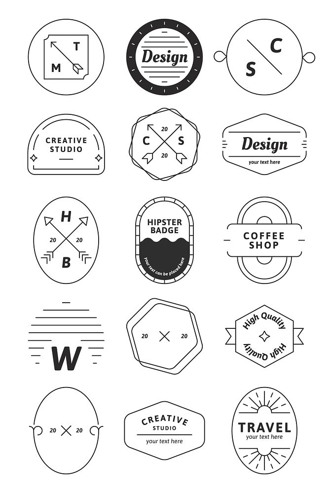 Black badge vectors collection on a white background