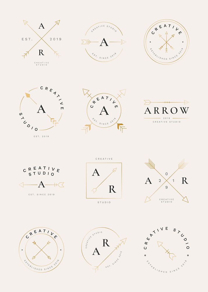 Branding arrow badge design collection vector