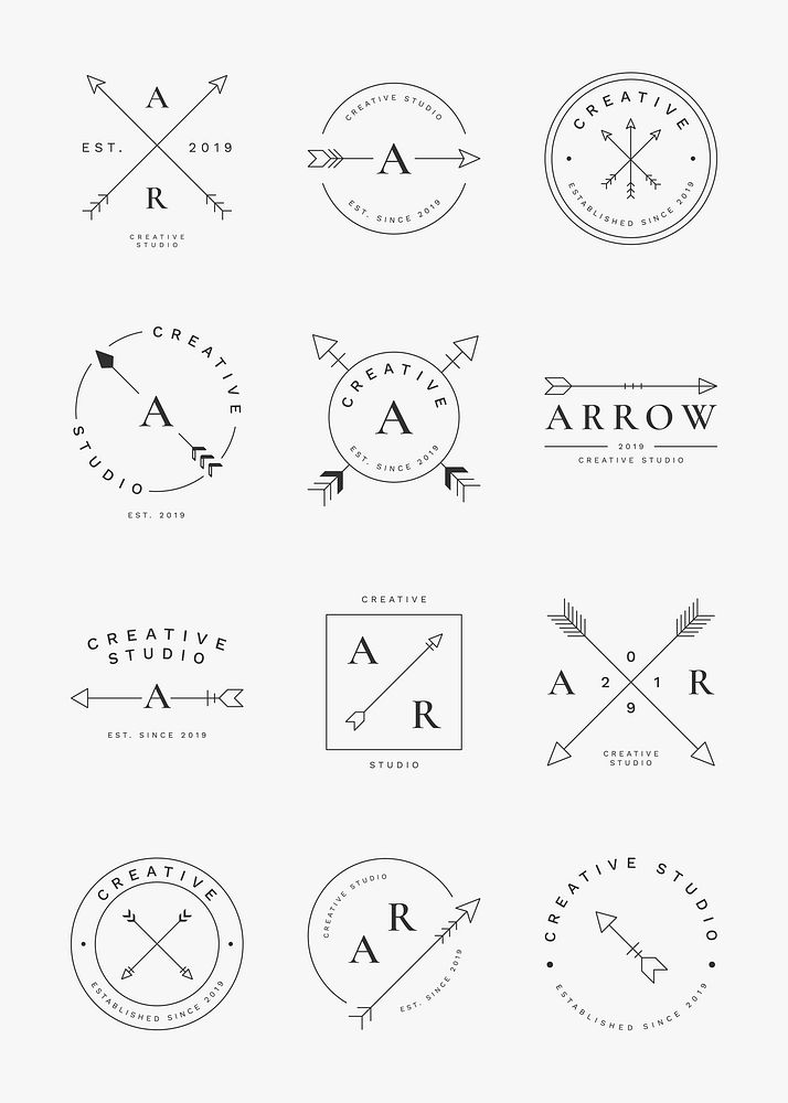 Branding arrow badge design collection vector