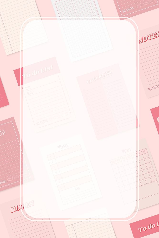 Pink notepad planner set vector