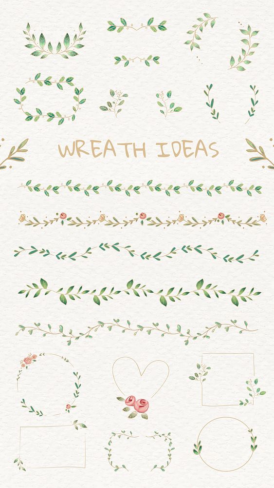 Doodle floral divider and wreath vector collection