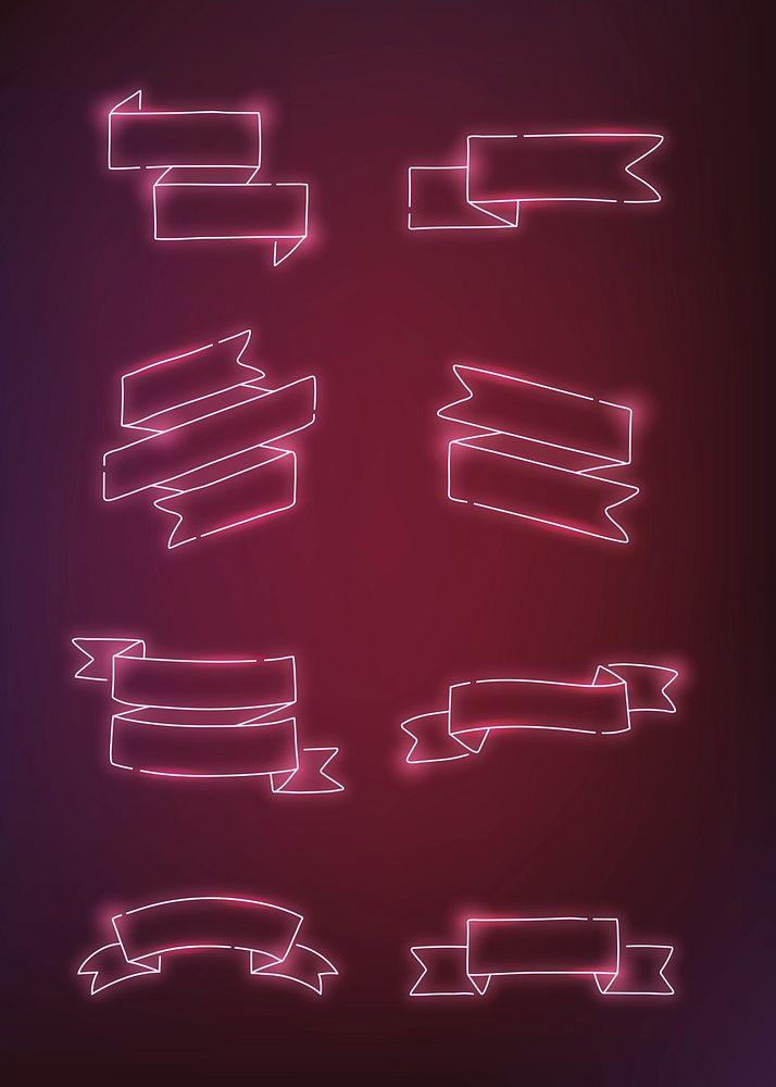 Neon banner collection on a red background vector