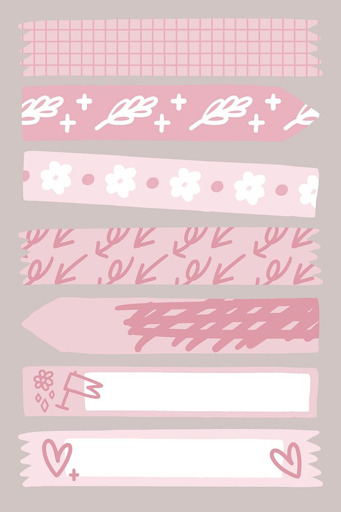 Doodle floral tape design vectors