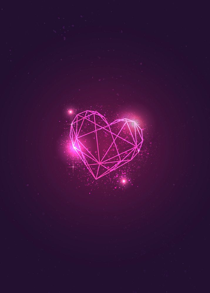 Shimmering pink geometric heart vector