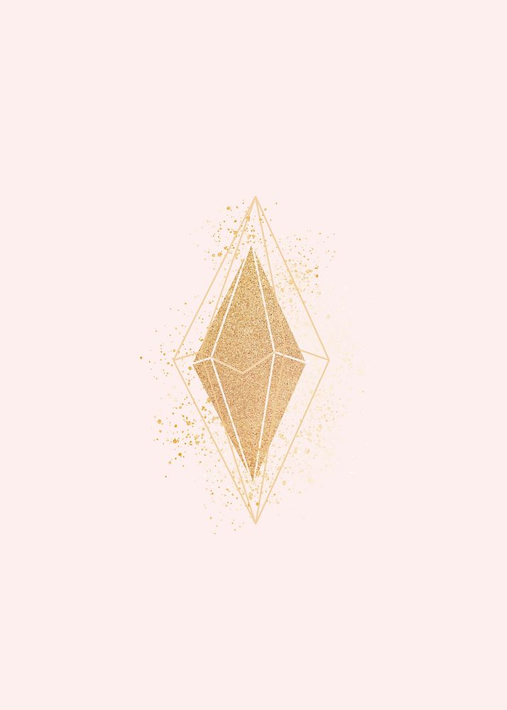 Shimmering golden crystal logo vector