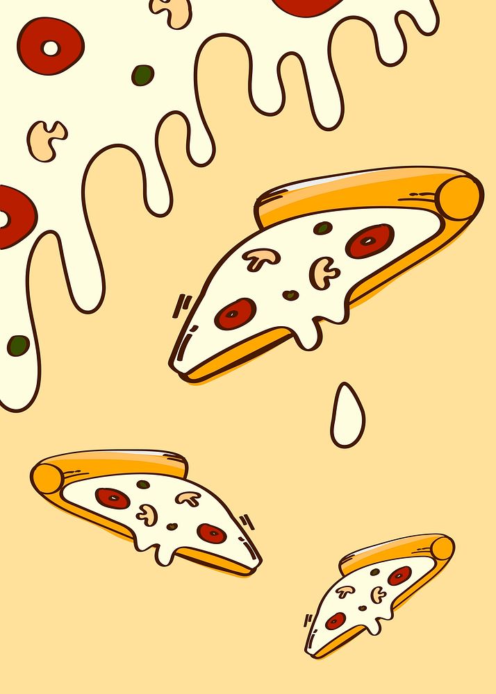 Pizza doodle patterned background vector