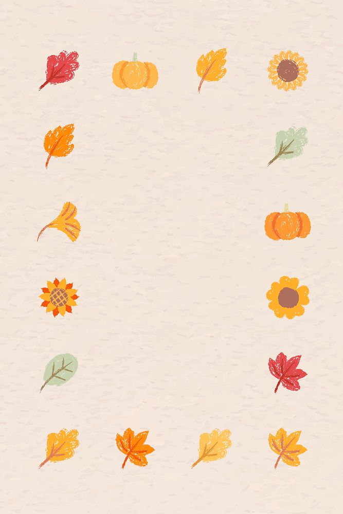 Autumn foliage frame beige template vector