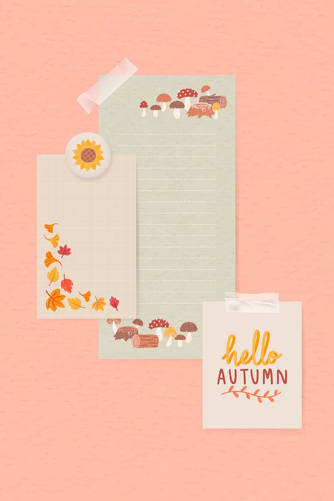 Autumn themed paper template vector set