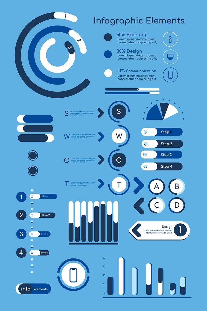 Blue  infographic design elements vector collection