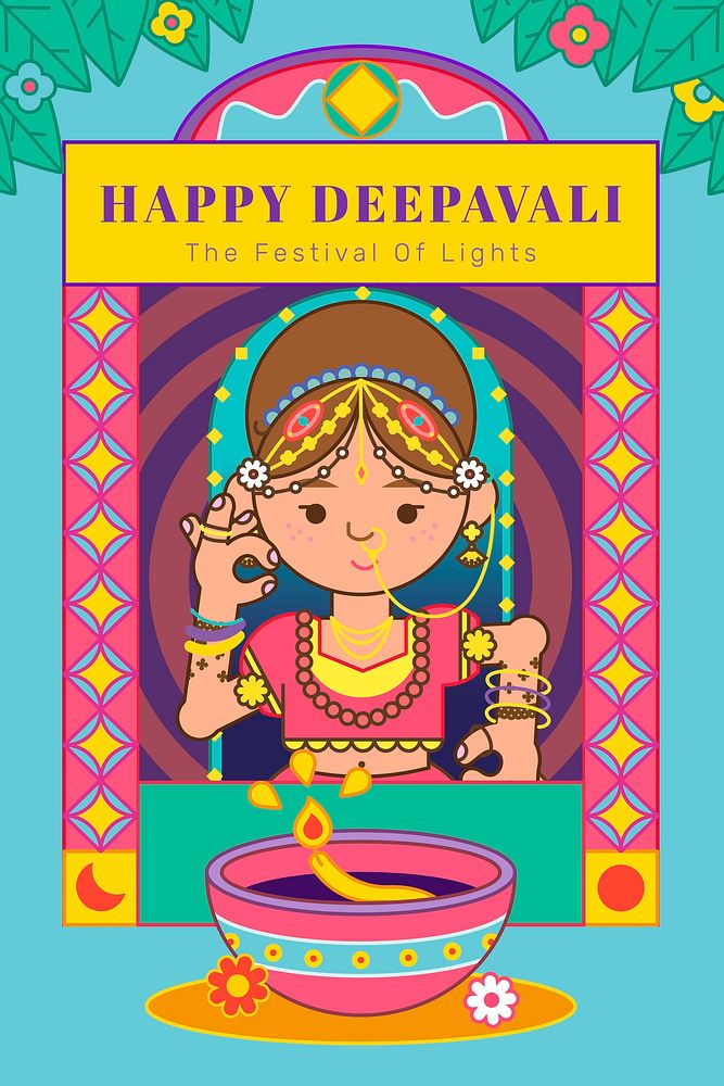 The goddess Lakshmi Diwali festival background vector